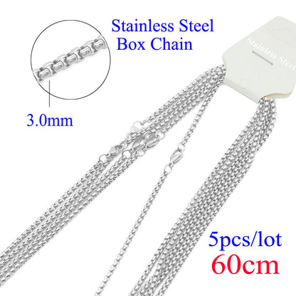 5 pieces/bag stainless steel box chain 3mm thick 60cm long