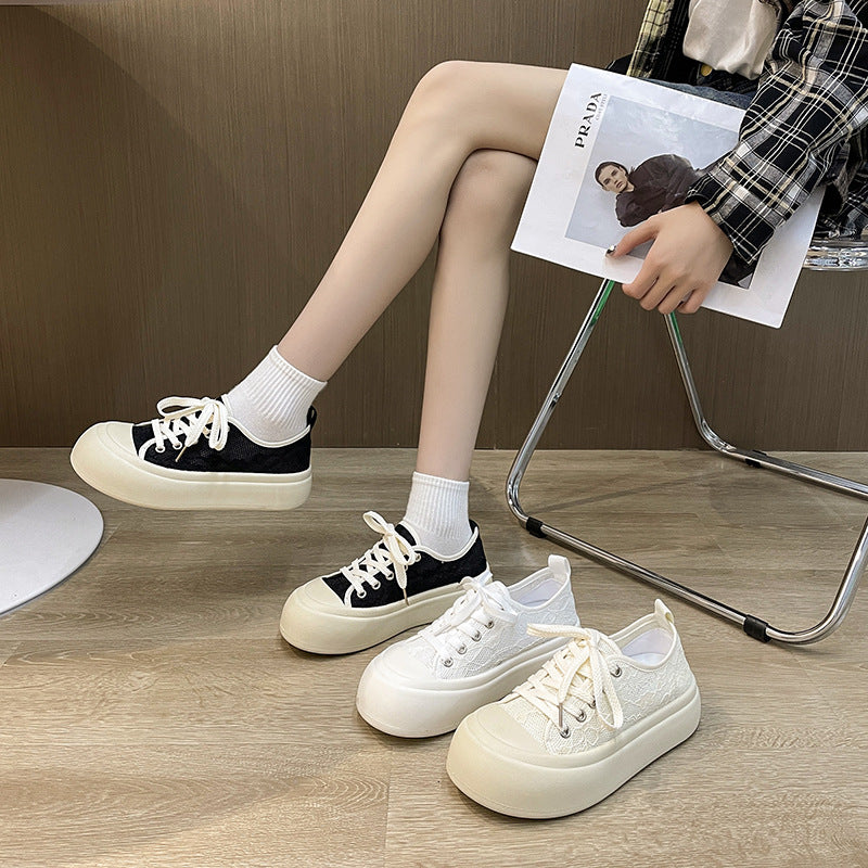 Women's mesh lace rounded sneakers