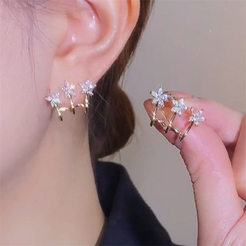 Super flash pentagram Mori flower earrings