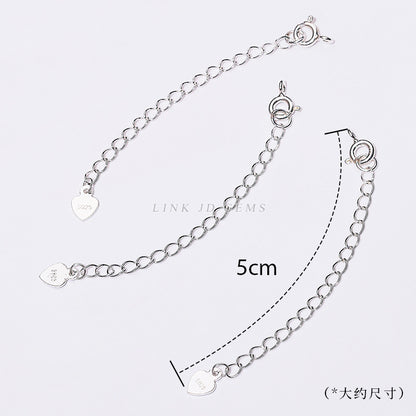 925 Silver Love Tail Chain Necklace Bracelet Spring Buckle Extension Chain