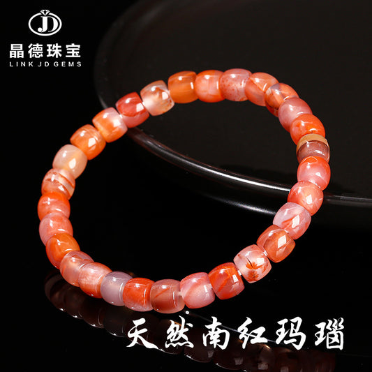 Natural Nanhong agate straight-cut tablet bracelet