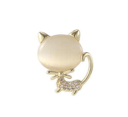 Kitten bow tie anti-light brooch