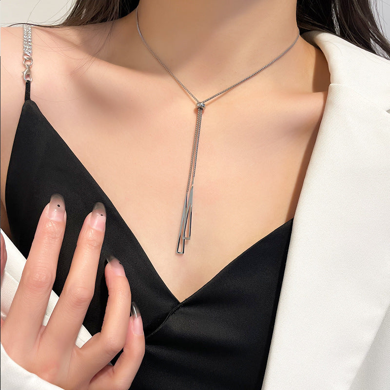 Geometric triangle pendant necklace