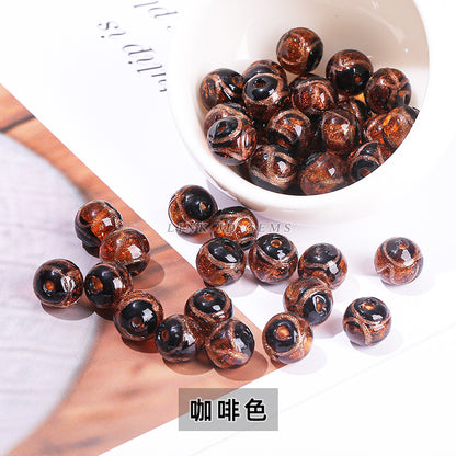 Fragrant ash glazed beads Ancient gold silk glazed beads