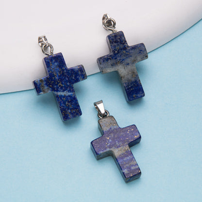 Natural Stone Cross Crystal Agate Pendant