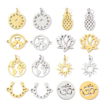 20 pcs/pack Map pineapple titanium steel pendant