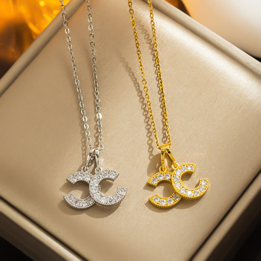 New Korean Style Double C Necklace for Women, Factory Direct