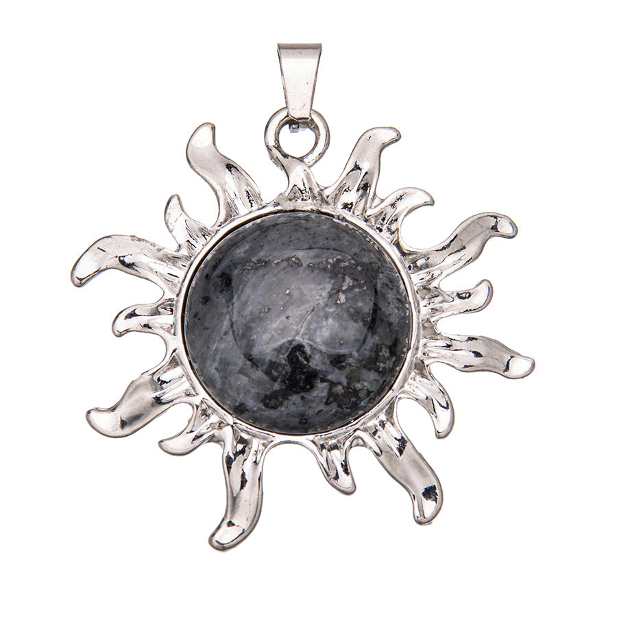 Sunflower alloy round ring inlaid crystal pendant