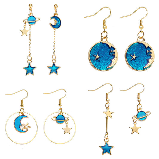 Pendientes de estrella de cielo estrellado azul pendientes de shopee 