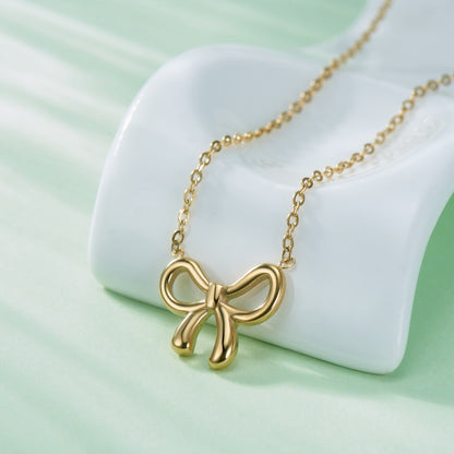 Bow pendant necklace female