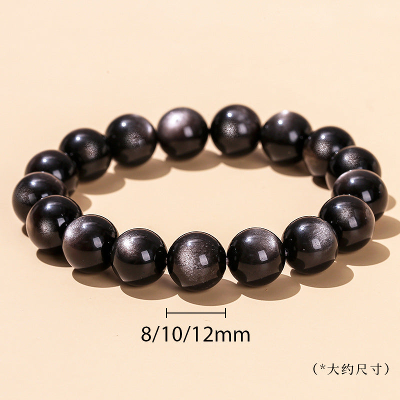 8A Natural Eyes Silver Obsidian Bracelet