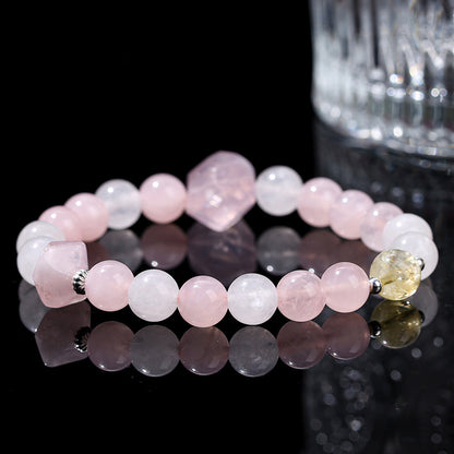 Natural horse powder crystal white jade bracelet.