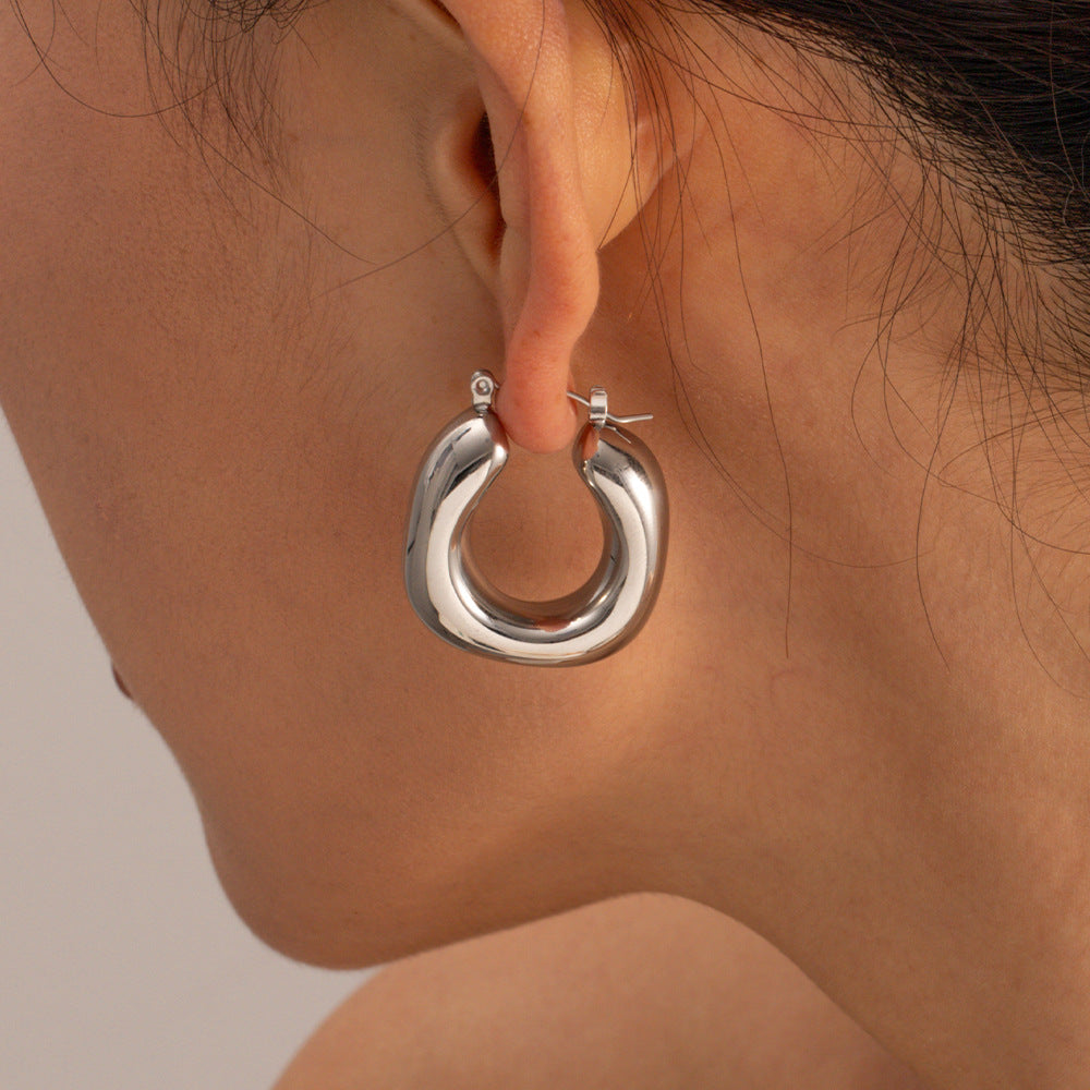 Double layer twist oval earrings