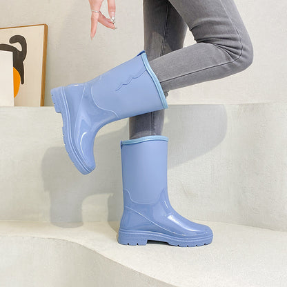 Waterproof rain boots solid color