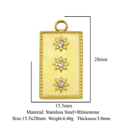 3 pcs/pack stainless steel sun zircon pendant.