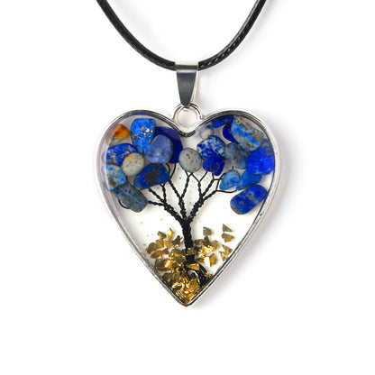 Love shape tree of life gravel resin handmade pendant