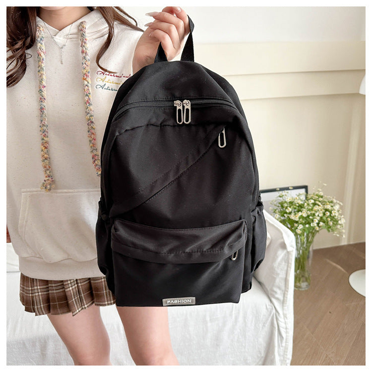 Korean version solid color schoolbag backpack