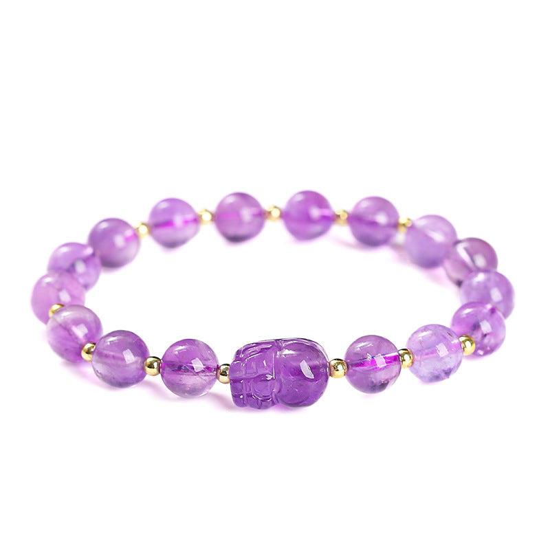 Natural powder crystal Pixiu bracelet.