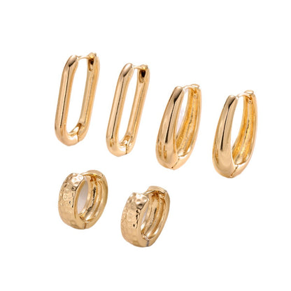 Geometric plain copper earring set Earring