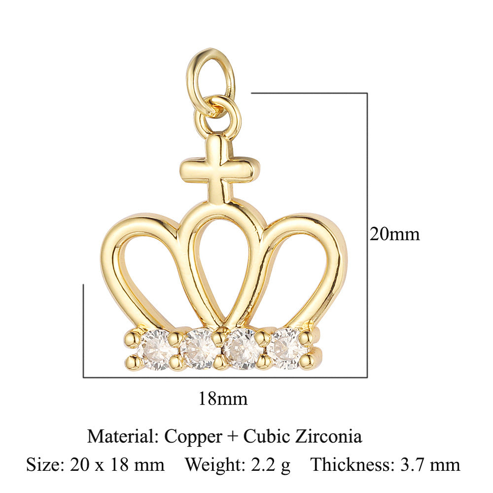 Cross Star Moon Copper Zircon Pendant