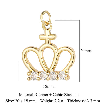 Cross Star Moon Copper Zircon Pendant