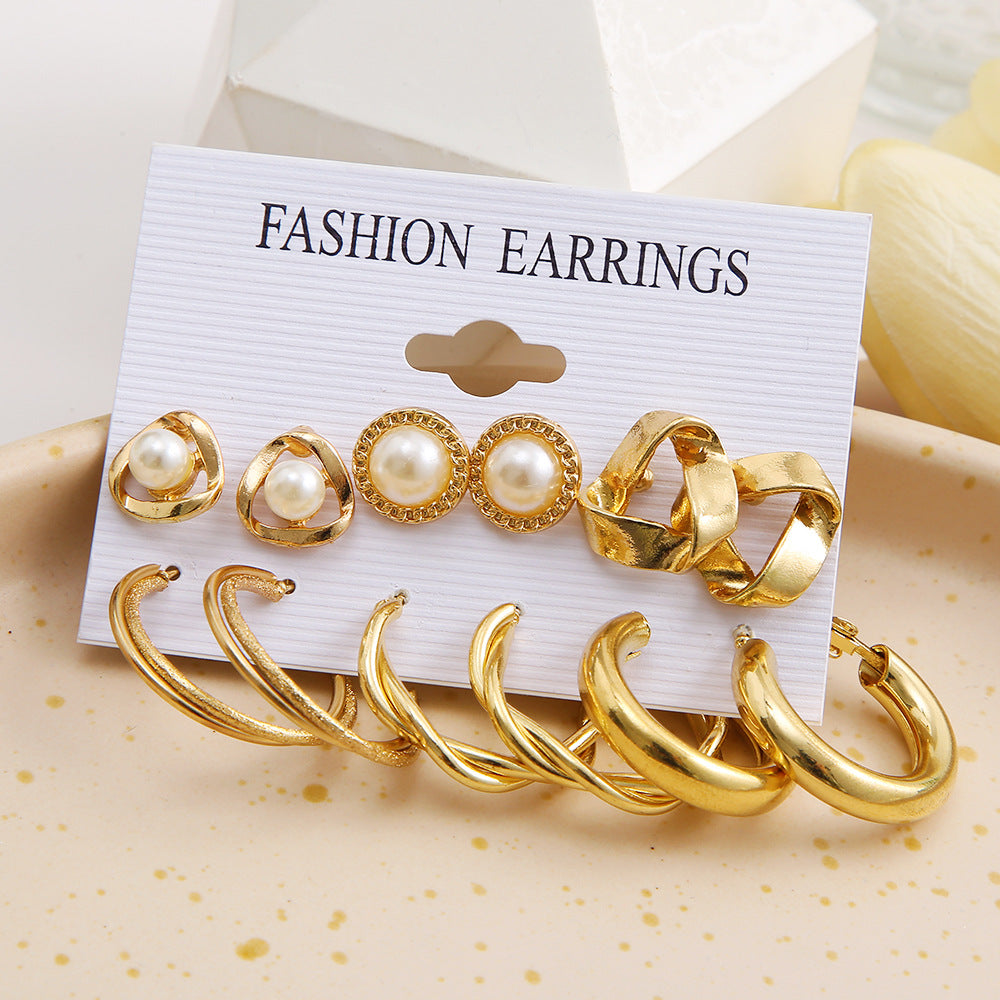 High-end earring set 6-piece set