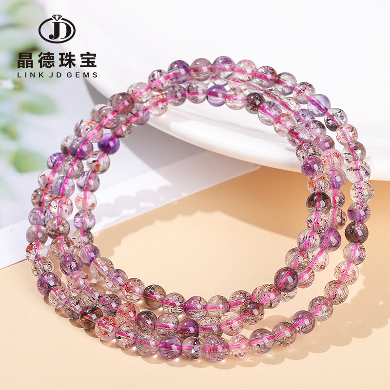 7A natural super seven multi-circle bracelet