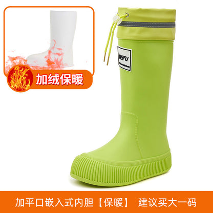 Tall rain shoes women's waterproof mouth with cotton