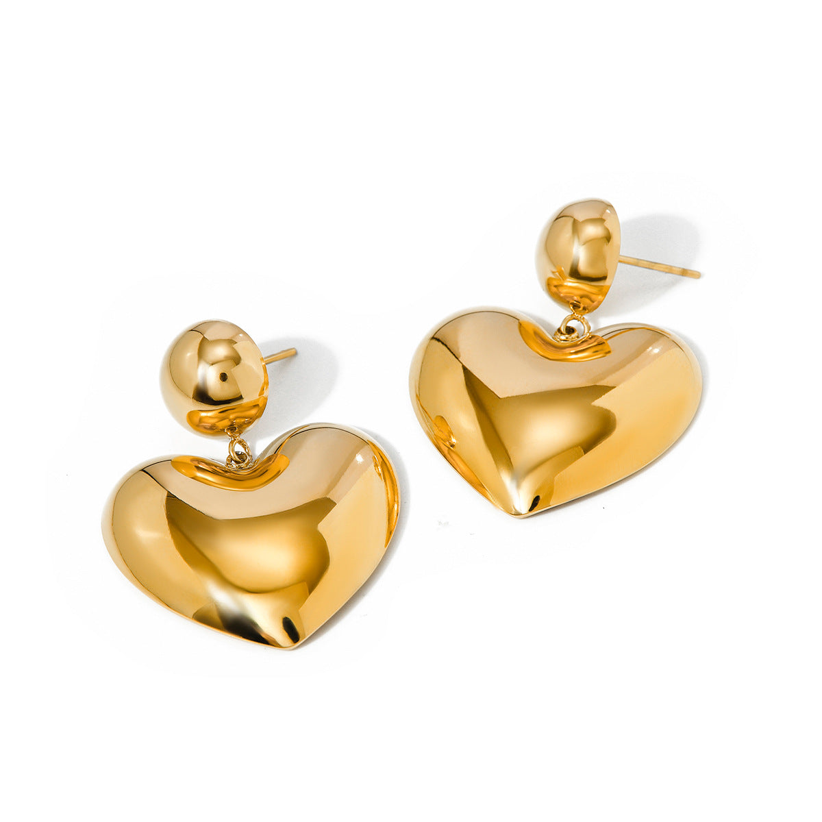 Smooth ball heart earrings