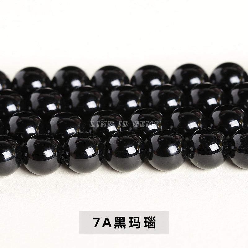 Black agate loose beads DIY jewelry accessories