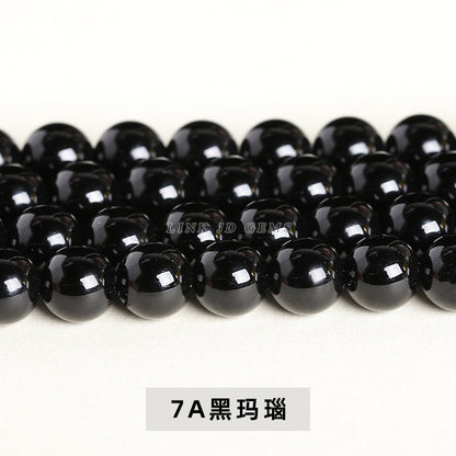 Black agate round bead bracelet