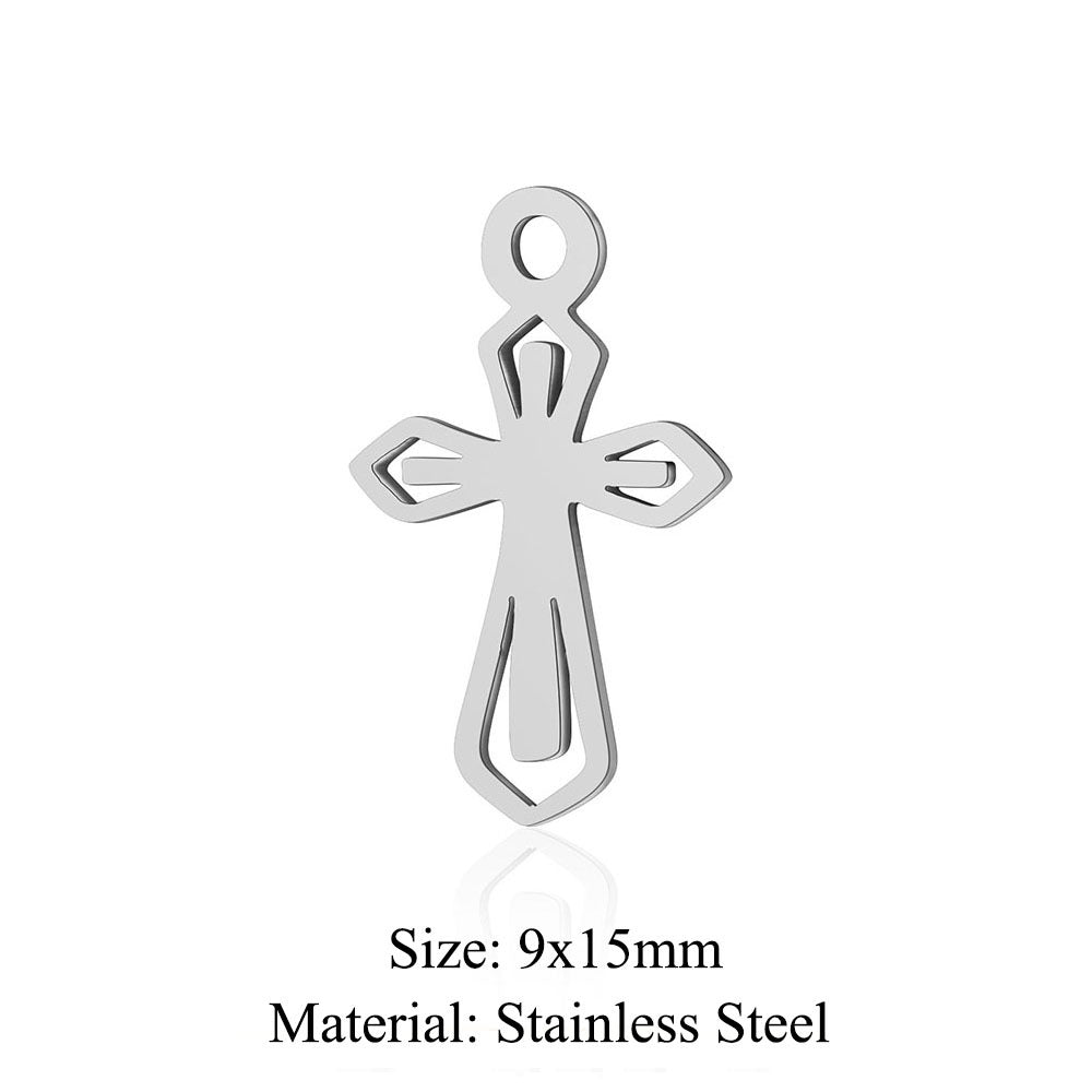 5 pcs/titanium steel hollow cross pendant.