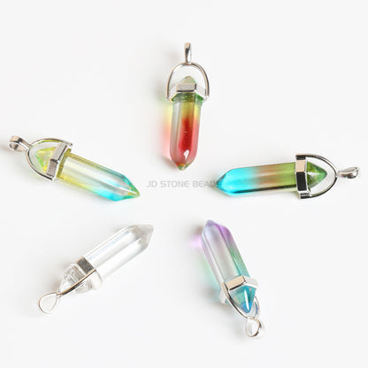 Glass hexagonal column pendant