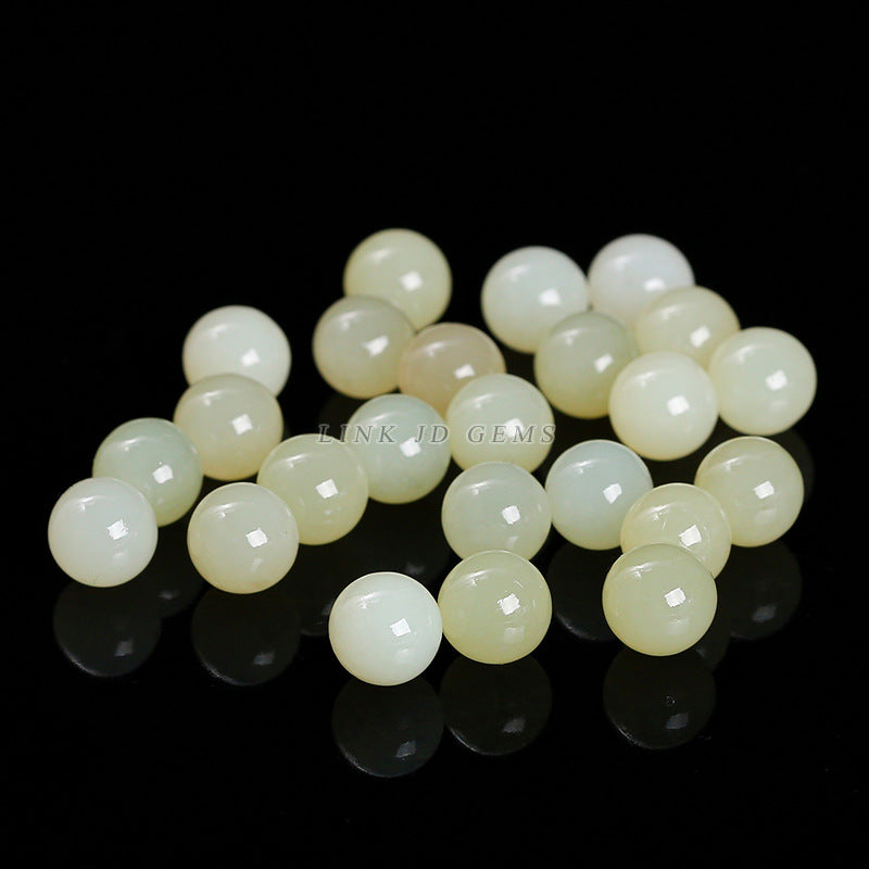 Hetian jade half-hole round beads handmade loose beads