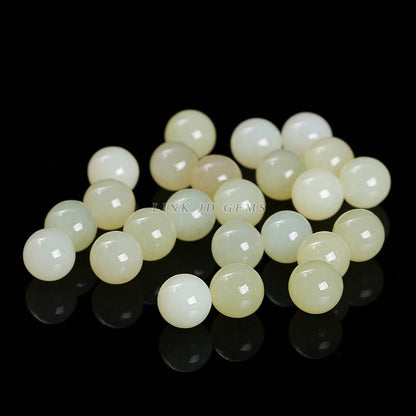 Hetian jade half-hole round beads handmade loose beads