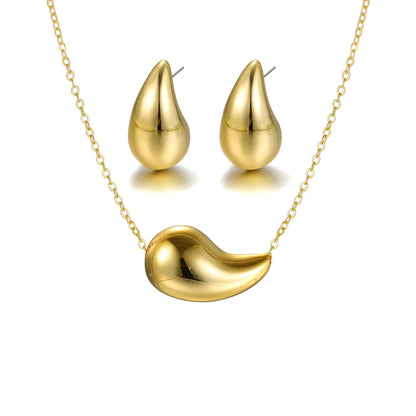 Teardrop-shaped earrings and necklace jewelry set 2 pieces