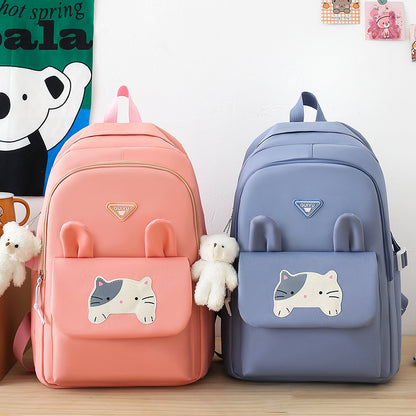 Contrast color school bag simple 5 piece backpack