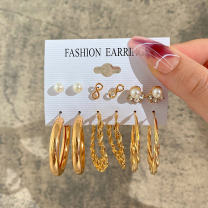 Metal twist earrings set 6 pairs