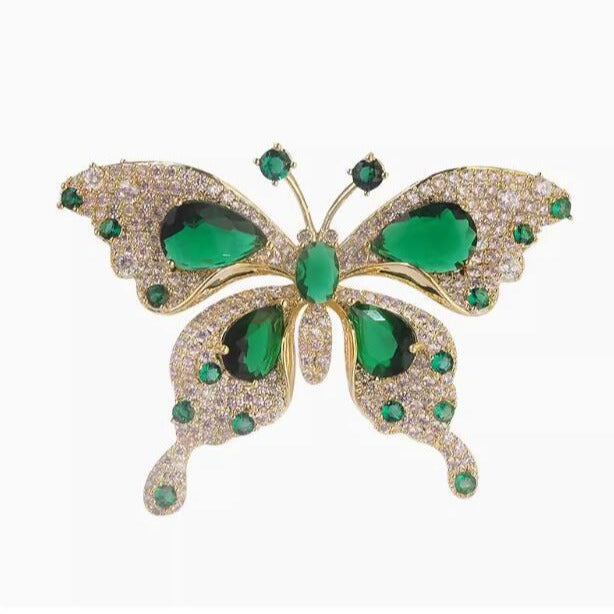 Emerald Temperament Butterfly Brooch