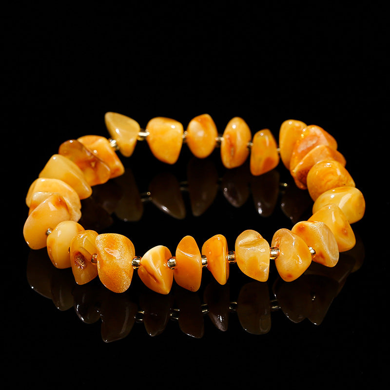 Natural old beeswax with rough stone bracelet