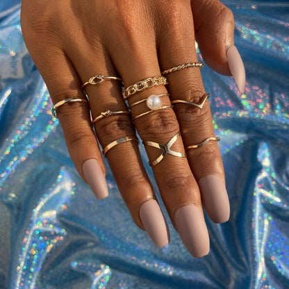 Open two pearl ring set of 10