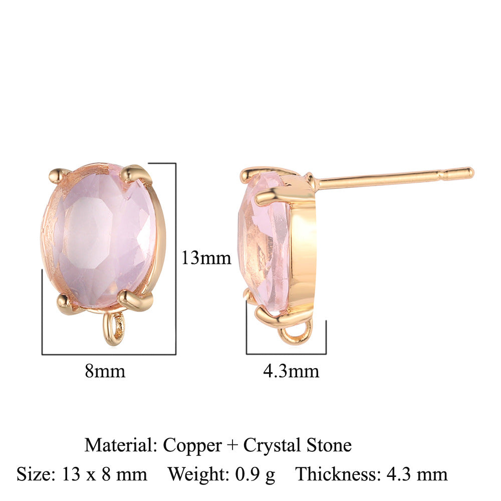 10 pcs/pack, drop-shaped brass crystal glass stud earrings.