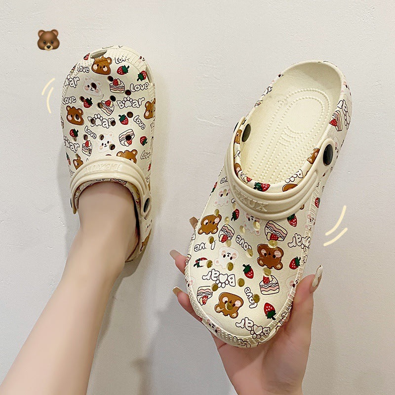 Hole shoes women's print stepping on shit