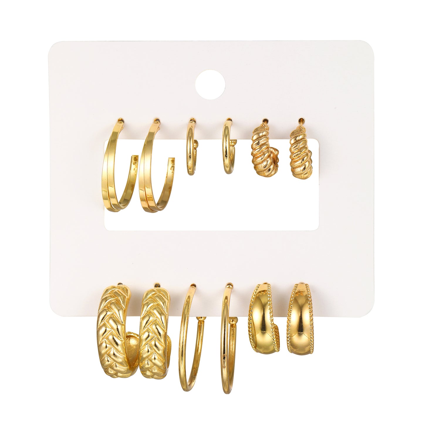 Ancient gold set of 6 earrings set exaggerated