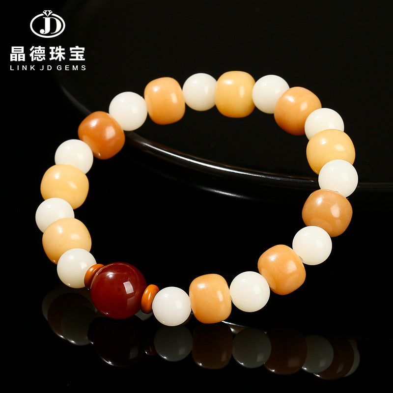 White Jade Bodhi Pearl Yellow Bodhi Old Bead Bracelet