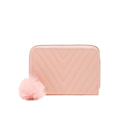 V pattern embroidered flower wallet