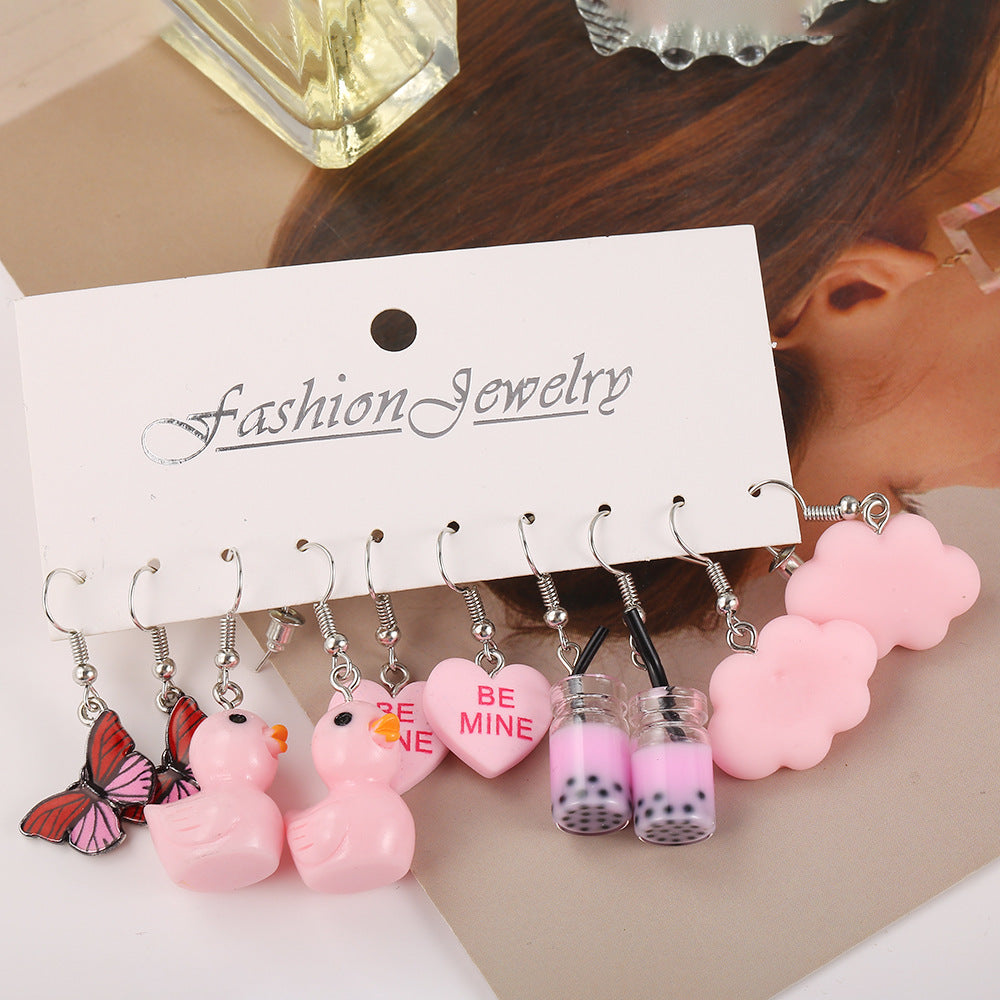 Acrylic cloud heart earrings set 5 pairs