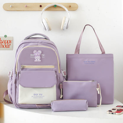 4-piece school bag preppy backpack