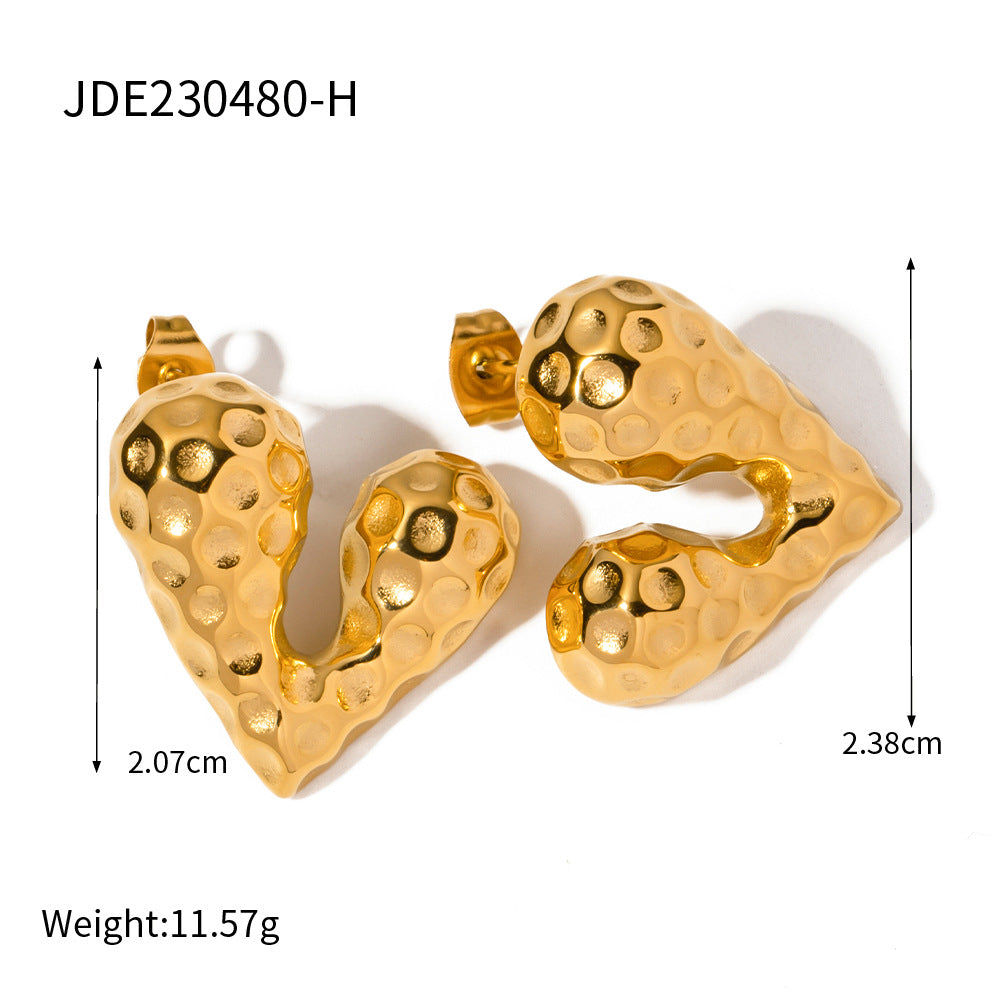 18K Gold Liquid Heart Shaped Earrings