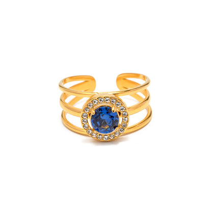 Blue round zirconia open ring